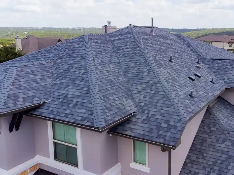 New gray shingles installed on a home